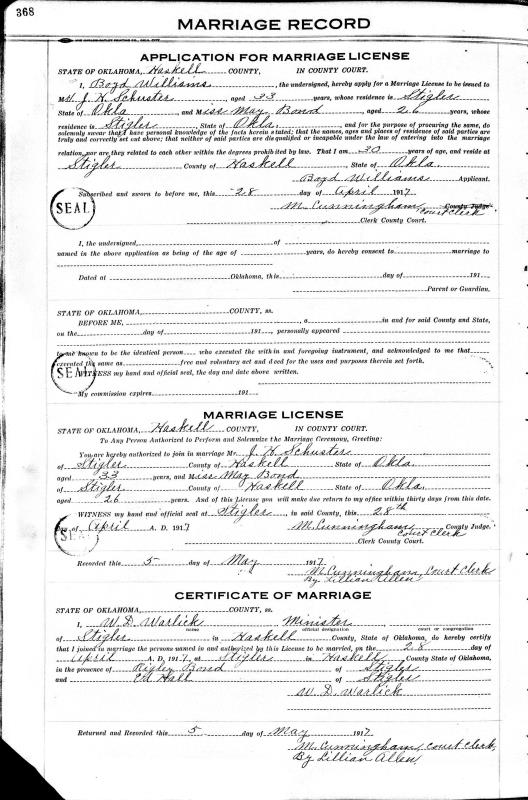 Oklahoma, County Marriage Records, 18901995